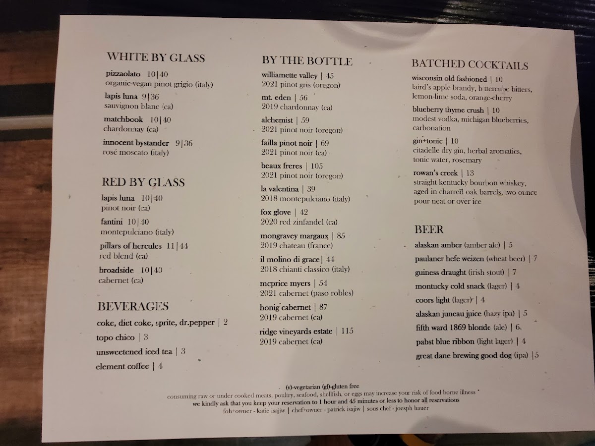 Menu Fox And Crow Bistro-4