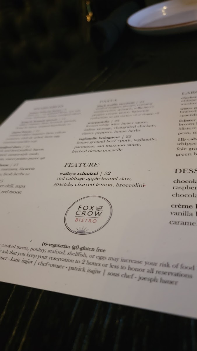 Menu Fox And Crow Bistro-9